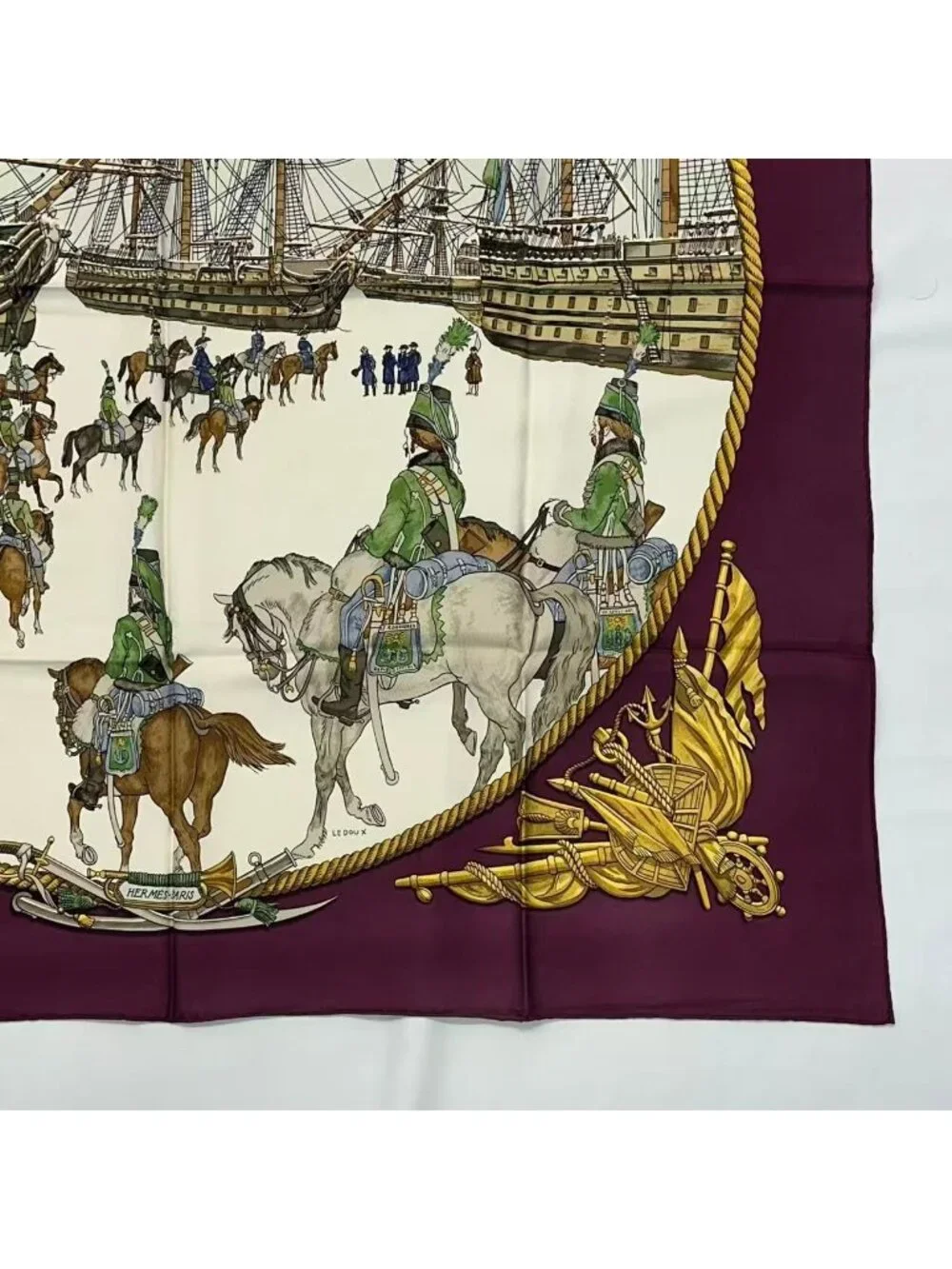 Hermes Scarf Silk Marine Et Cavalerie Sea and Cavalry - Picture 4 of 9